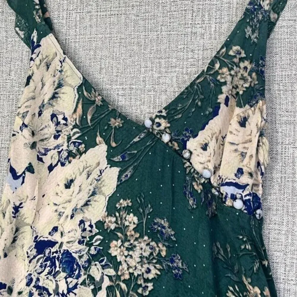Free People Lauria Printed Mini Slip Dress XS Floral Pullover V-Neck A-Line Boho